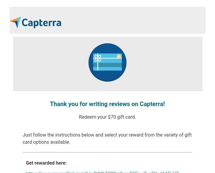 Capterra Reviews payment proof