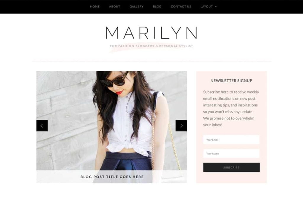 10 Gorgeous Feminine WordPress Themes For Lifestyle Blogs 8 Marilyn by Bluchic