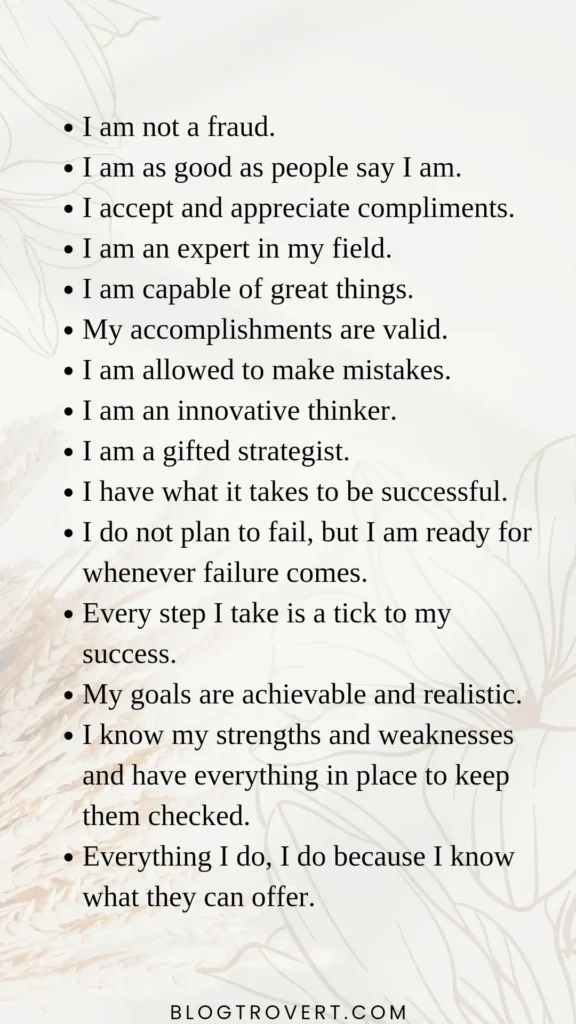 positive affirmations for imposter syndrome