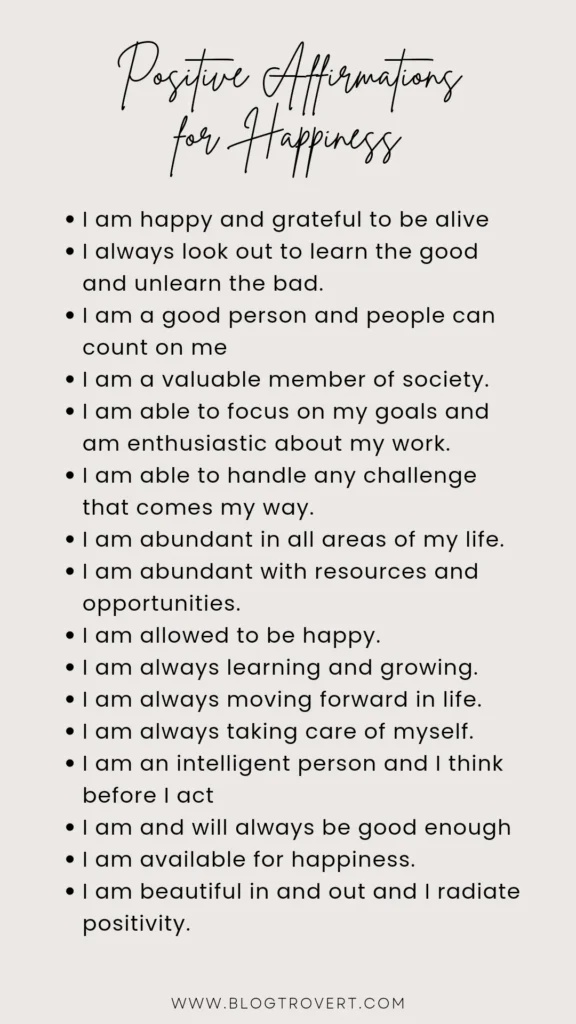 Positive affirmations for Happiness