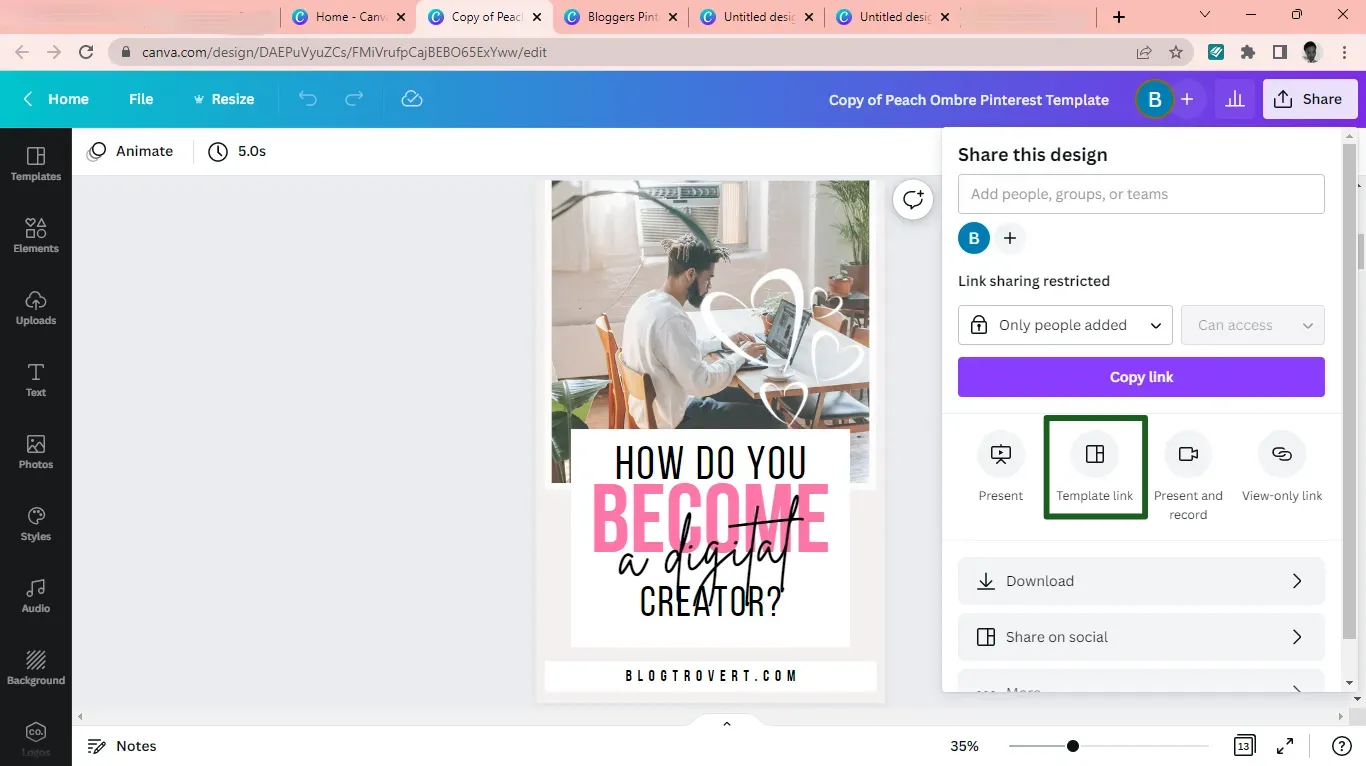 Canva design page