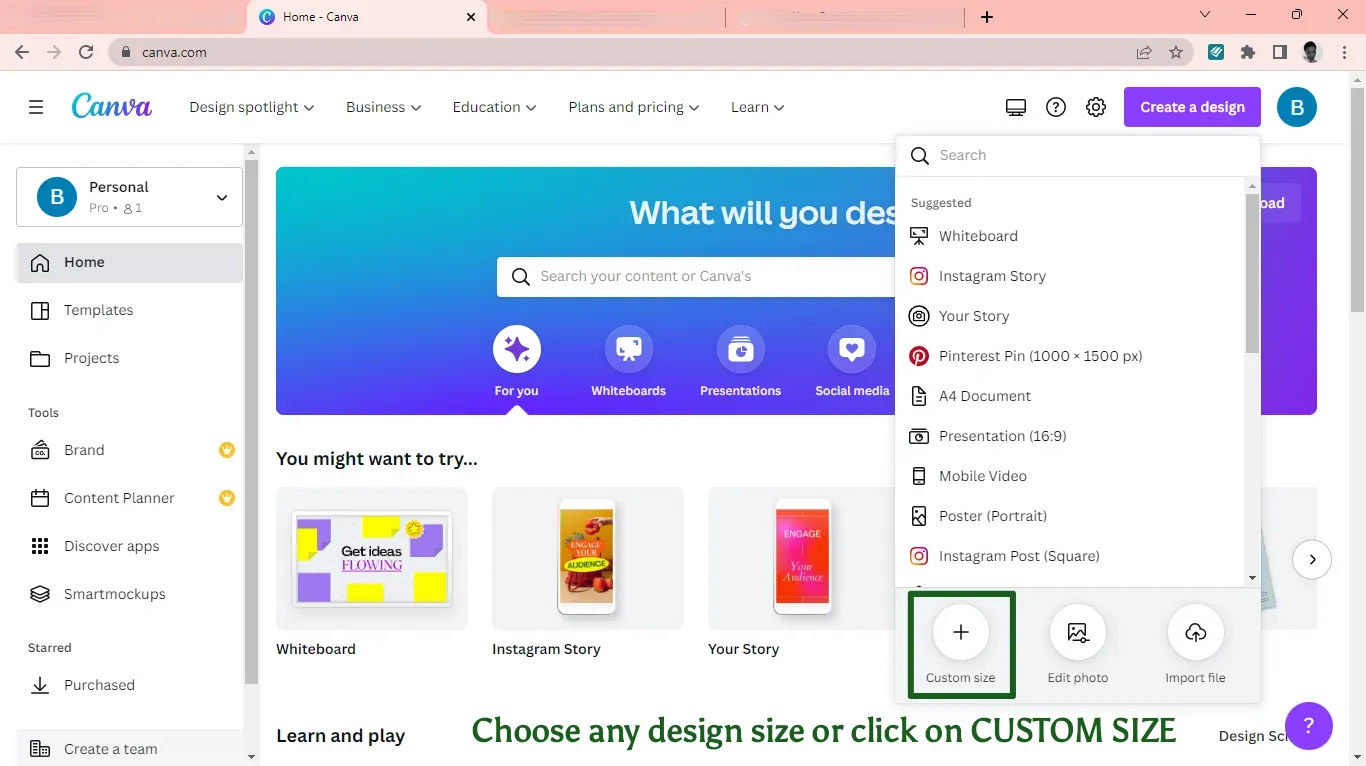 How to sell Canva templates - an 100% easy guide 4 Canva choose design size