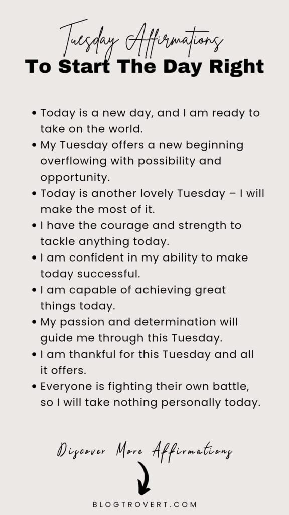 positive Tuesday affirmations