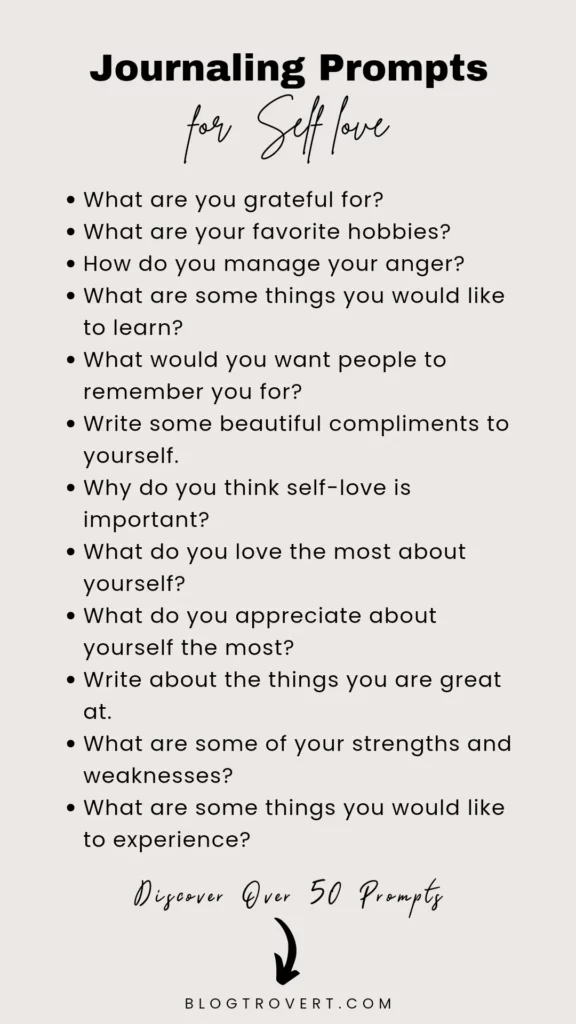 Self-love journal prompts for adults