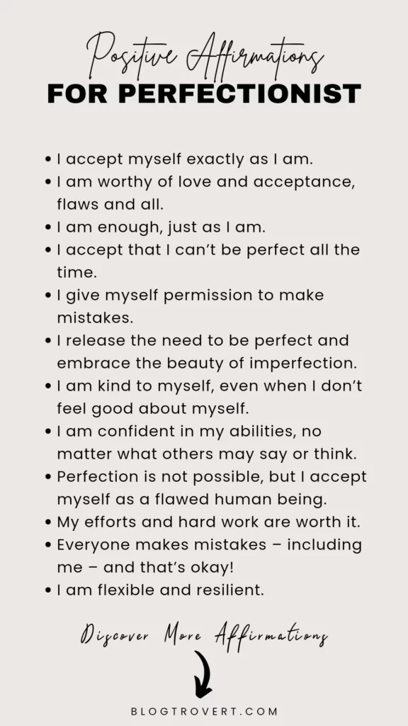 Positive affirmations for perfectionists